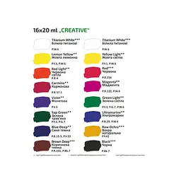 Гуашеві фарби Rosa Studio Creative 16*20 мл (4823098531609) - мініатюра 4