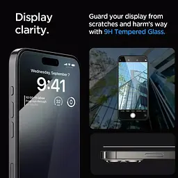 Захисне скло Spigen Screen Protector EZ FIT GLAS.tR Black для iPhone 15 Pro Max (2 шт.) (AGL06873) - мініатюра 3