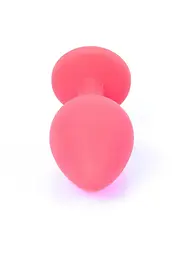 Анальна пробка із кристалом B-Series Silikon Plug Jewellery Red Medium, 8х3.5 см, червоний з синім - мініатюра 4