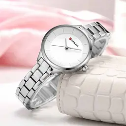 Годинники наручні жіночі Curren 9015 Silver White (18679) - мініатюра 3