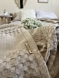 Покривало Zeintex Марокко вафельне бавовняне сіро-бежеве 220х240 см - мініатюра 7