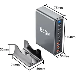 Зарядний пристрій XoKo 2xUSB-C PD3.1 140W + 2xUSB-C PD100W + 1xUSB-C PD65W + 3xUSB QC30W GaN (QC-600) - мініатюра 4