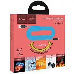 USB Cable Hoco X21 Plus Fluorescent Lightning Yellow 1m - мініатюра 4