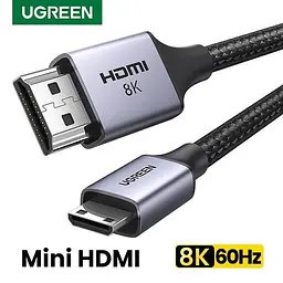 Кабель Ugreen HD163 Cable Mini HDMI to HDMI 2.1 8K 60Hz 1m Grey (6941876215140) - мініатюра 2