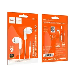 Дротові навушники Hoco M121 Bright universal earphones with microphone, 3.5mm, 1.2m, white - мініатюра 4