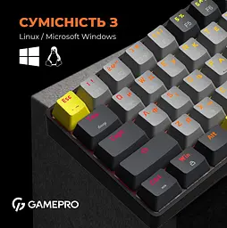 Механічна ігрова клавіатура GamePro GPMK-130G Pro Black Hot-Swap Outemu Red Switch RGB 2.4G/Bluetooth/USB - мініатюра 17