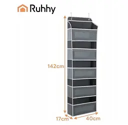Підвісний органайзер на двері Ruhhy 27606, 5 полиць, 142 × 40 × 17 см, органайзер для зберігання речей, сірий - мініатюра 4