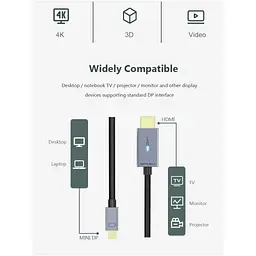 Кабель мультимедійний miniDisplayPort M to HDMI M 1.0m Cabletime (CA914593) - мініатюра 7