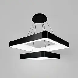 Двоярусна підвісна LED люстра в чорному квадратному корпусі 58 та 38 см | Line F | Арт. MJ312-600+400 BK - мініатюра 5