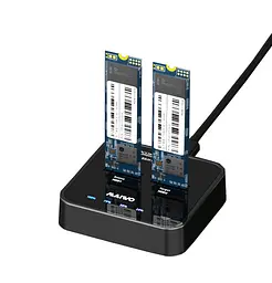 Док-станція Maiwo клонір. для 2*SATA M.2 SSD Key B/B+M через USB 3.1 Gen1 Type-C безгвинтова пластик