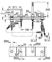 Змішувач для вани на 4 отвори Grohe Plus 29307003, Хром - мініатюра 2