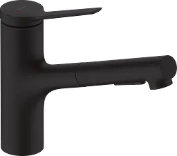 Змішувач Hansgrohe Zesis M33 150 2jet кухонний з витяжним виливом sBox Lite 74803670 Matt Black Чорний матовий