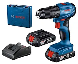 Акумуляторний ударний дриль-шурупокрут Bosch GSB 185-LI Professional із 2 акб GBA 18V 2.0Ah, з/п GAL 18V-20 у кейсі
