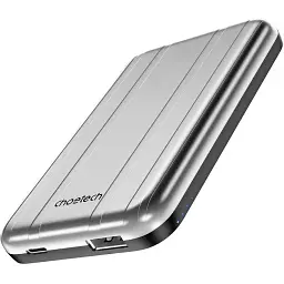 Універсальна мобільна батарея Choetech Magnetic Wireless 5000mAh 10W USB-A,USB-C In/Out B655 mini silver (6932112104779)