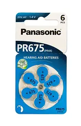 Батарейка Panasonic PR-675H/6LB повітряно-цинкова PR675H (675A AC675E/EZ ZA675 DA675) блістер 6 шт.