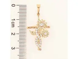 Кулон Xuping Позолота 18K "Хрест з квітами» для ланцюжка до 5мм (262409) - мініатюра 2