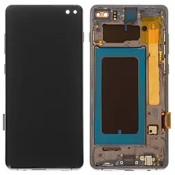 Дисплей для Samsung G975 Galaxy S10 Plus, чорний, з рамкою, Оригінал (переклеєне скло)