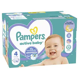 Підгузки Pampers Active Baby Maxi Розмір 4 (9-14 кг) 76 шт (8001090949615)