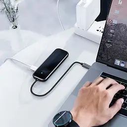 Мультипортовий адаптер USB Хаб Baseus Multi-functional HUB Type-C to 3xUSB3.0+HDXiaomi+PD CAHUB-RT0G Deep Grey - мініатюра 6