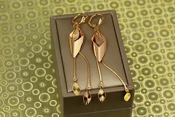 Сережки Xuping Jewelry підвіски об'ємний ромб 8.5 см золотисті - мініатюра 2