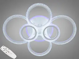 Стельова LED-люстра з пультом, диммером та підсвічуванням 105 Вт Diasha 2408/6WH LED 3color dimmer