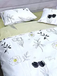 Простирадло без резинки Ecotton Євро 220х240 см із сатину зеленого кольору 24303 (25358) - мініатюра 4
