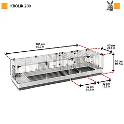 Клітка для кроликів та морських свинок Ferplast Krolik 200 сіра 205х60х50 см 57072870 - мініатюра 2
