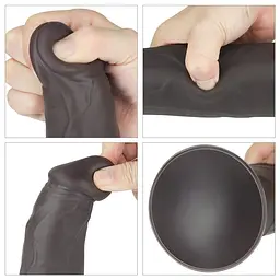 Вібратор LoveToy 9" Dual Layered Platinum Silicone Rotator, 23 см (чорний) - мініатюра 5