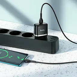 Адаптер зарядний пристрій HOCO Type-C to Type-C - Victorious single port charger set N24 чорний набір - мініатюра 4