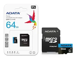 Карта пам'яті Adata microSDXC (UHS-1) Premier 64Gb Class 10 A1 (R-100Mb/s)  (adapter SD) - мініатюра 2
