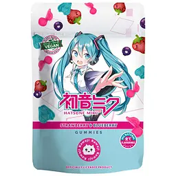 Японські желейні цукерки Hatsune Miku зі смаком полуниці та чорниці 125г