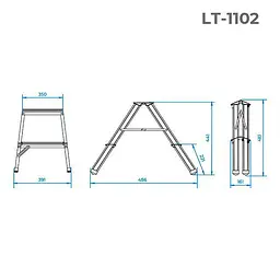 Драбина двостороння алюмінієва Intertool висота 440 мм x 2 щаблі LT-1102 - мініатюра 7