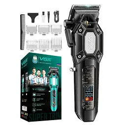 Машинка для стрижки (clipper) VGR V-600, 6 насадок, LED display, Black - мініатюра 2
