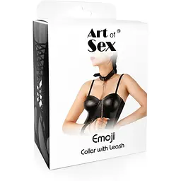 Нашийник з повідцем з екошкіри Art of Sex - Leash and Collar Emoji - мініатюра 4