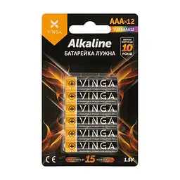 Батарейка AAA LR03 Alkaline 12pcs Blister Vinga (VJABAAA12)