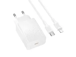 Мережевий зарядний пристрій Borofone BAS75A 30 W USB Type-C to Lightning cable White (6941991122842) - мініатюра 1