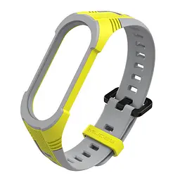 Силіконовий ремінець Primo Mijobs Perfor Classic для фітнес браслета Xiaomi Mi Smart Band 5 Yellow-Grey - мініатюра 2