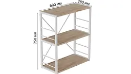 Етажерка 3/60 Ferrum-decor Серії Коннект 73x60x28 білий ДСП Дуб Сан-Марино 16мм (FRD-104261) - мініатюра 3