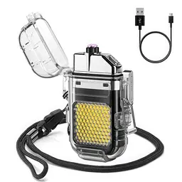 Електроімпульсна USB запальничка з ліхтариком Double Arc Lighter, подарункова, дві дуги, акумуляторна - мініатюра 2