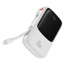 Зовнішній акумулятор Baseus Qpow Pro Digital Display Fast Charge Power Bank 10000mAh 20W iP Edition White（With: Simple charging cable Type-C 3A 0.3m W (PPQD060002) - мініатюра 5