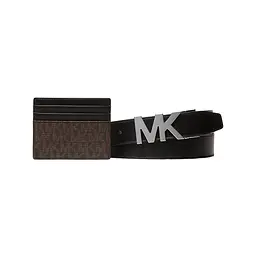 Чоловічий ремінь та картхолдер MICHAEL KORS [BROWN] (подарунковий набір) - мініатюра 2