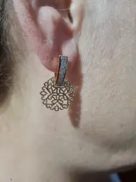 Сережки Xuping Jewelry дві доріжки з ажурними кругами 2,6 см золотисті - мініатюра 3