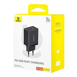 Мережевий зарядний пристрій Baseus Cube Fast Charger C+U 30W EU чорний P10111404113-00 - мініатюра 6