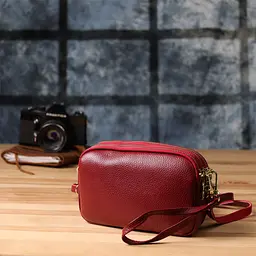 Сумка на три відділення для жінок з натуральної шкіри Vintage 22889 бордова - мініатюра 10
