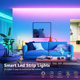 RGB LED стрічка 10 метрів з Bluetooth керуванням та синхронізацією з музикою - мініатюра 5