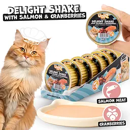 Кремовий вологий корм для кішок UNIQ PETS CAT WET FOOD DELIGHT SHAKE з лососем та журавлиною, 60 г - мініатюра 2