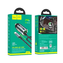 Адаптер автомобільний HOCO Type-C Cable car charger NZ7 сірий - мініатюра 3
