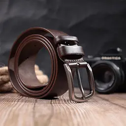 Стильний чоловічий ремінь із натуральної шкіри Vintage 20805 коричневий 100 см - мініатюра 8