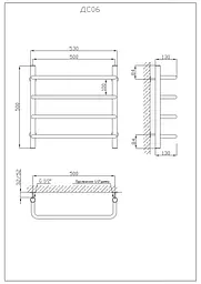 Водяна рушникосушарка Kosser Скоба 500x530/4 ДС06, Хром - мініатюра 5