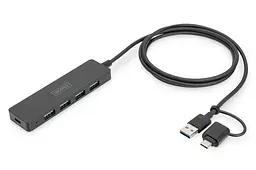 Digitus Хаб DIGITUS USB-A/C > 4хUSB-А, 1,2 м, активний (опція)